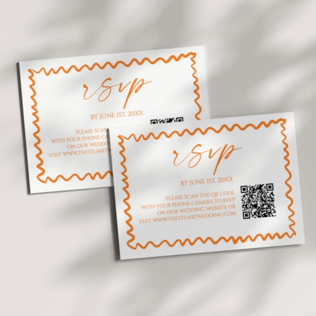 Whimsical Citrus Orange QR Code Wedding RSVP Card (Creator Uploaded)