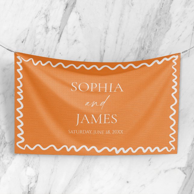 Whimsical Citrus Orange Wavy Border Wedding Banner (Creator Uploaded)