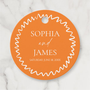 Whimsical Citrus Orange Wavy Border Wedding Favor Tags