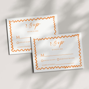 Whimsical Citrus Orange Wavy Border Wedding RSVP Card