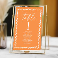 Whimsical Citrus Orange Wavy Border Wedding