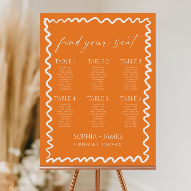 Whimsical Citrus Orange Wedding Seating Chart Foam Board (Creator Uploaded)