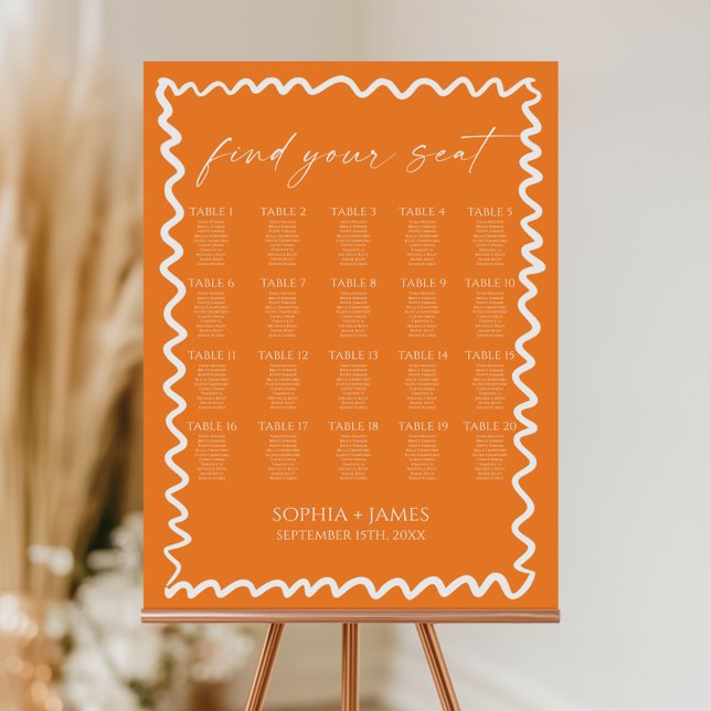 Whimsical Citrus Orange Wedding Seating Chart Foam Board (Creator Uploaded)