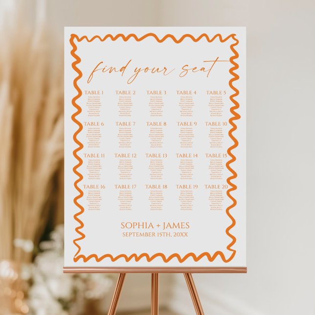 Whimsical Citrus Orange Wedding Seating Chart Foam Board (Creator Uploaded)