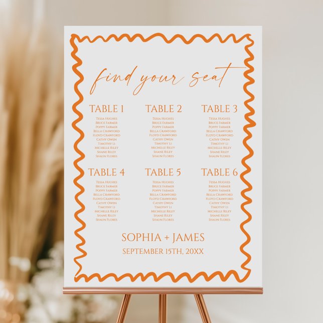 Whimsical Citrus Orange Wedding Seating Chart Foam Board (Creator Uploaded)
