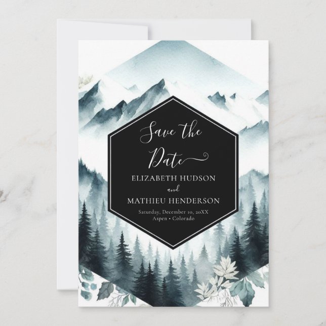 Whimsical Classic Mountain Wedding  Save The Date (Front)