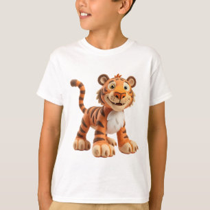 Whimsical Claymation Tiger with Oversized Paws T-Shirt