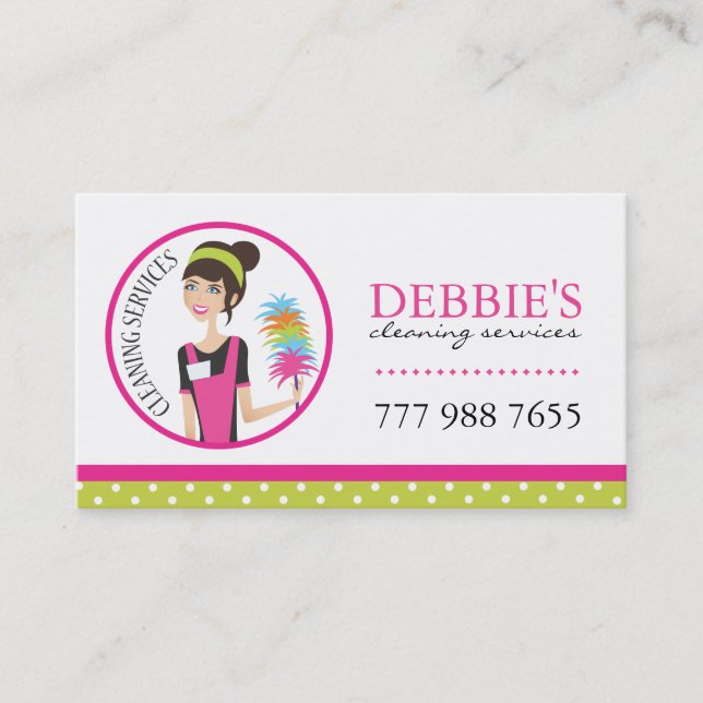 Whimsical Cleaning Services Business Cards (Front)