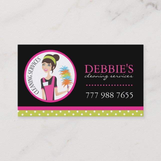 Whimsical Cleaning Services Business Cards (Front)