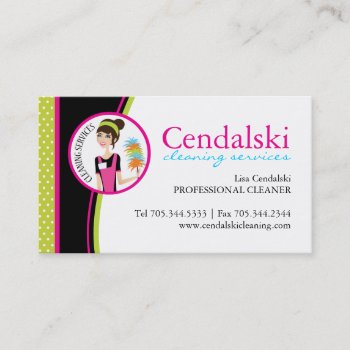 Whimsical Cleaning Services Business Cards by colourfuldesigns at Zazzle