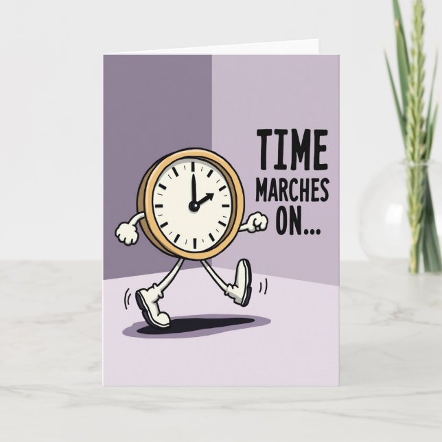 Whimsical Clock Birthday Card (Front)