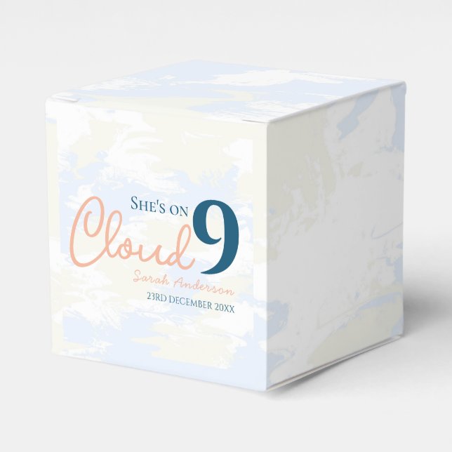 Whimsical Cloud 9 Pastel Chic Bridal Shower Favor Boxes (Front Side)