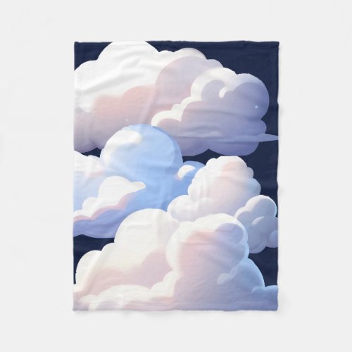 Whimsical Cloud Painting Fleece Blanket