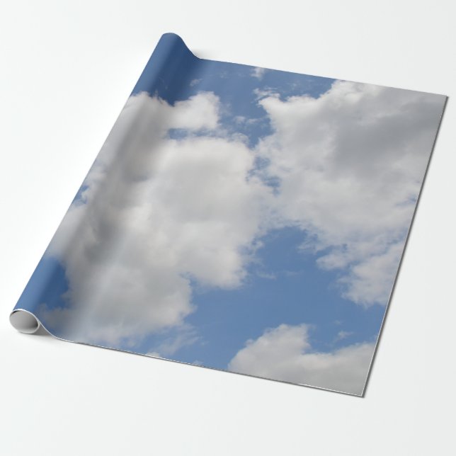 Whimsical Cloud Wrapping Paper (Unrolled)