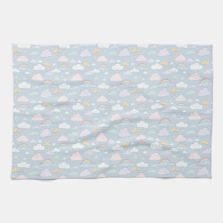 Whimsical Clouds and Rainbows Kitchen Towel