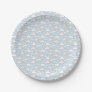 Whimsical Clouds and Rainbows Paper Plates