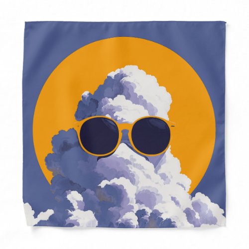 Whimsical Clouds Donning Sunglasses Against a Brig Bandana