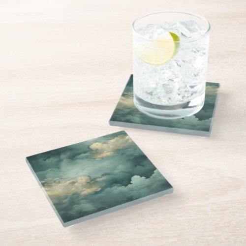 Whimsical Clouds of Yesteryear Glass Coaster
