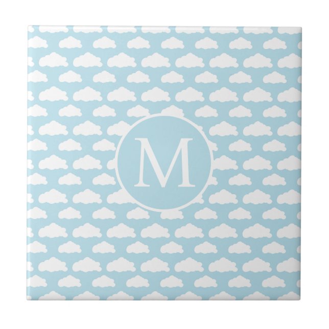 Whimsical Clouds Pattern  Ceramic Tile (Front)