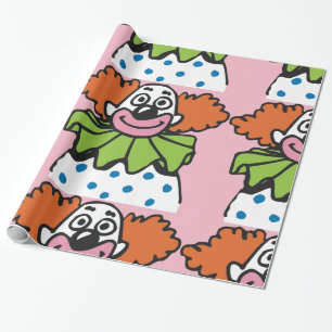 Whimsical Clown Character with Orange Hair Wrapping Paper
