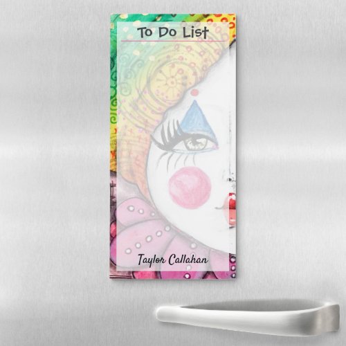 Whimsical Clown Colorful Rainbow Ombre Gradient Magnetic Notepad