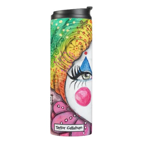 Whimsical Clown Colorful Rainbow Ombre Gradient Thermal Tumbler