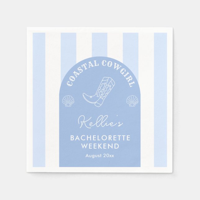 Whimsical Coastal Cowgirl Bachelorette Party Napkins (Front)