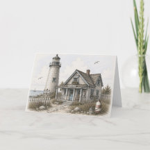 Whimsical Coastal Lighthouse Harbor Illustration