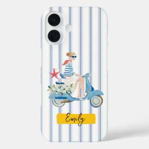 Whimsical Coastal Motorscooter iPhone 16 Case