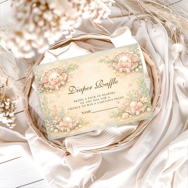 Whimsical Coastal Pearl Diapper Raffle Enclosure Card (Creator Uploaded)