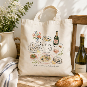 Whimsical Coastal Supper Club Watercolor Tote Bag
