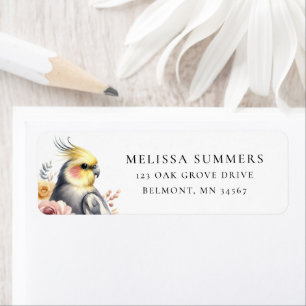 Whimsical Cockatiel Bird Return Address Label
