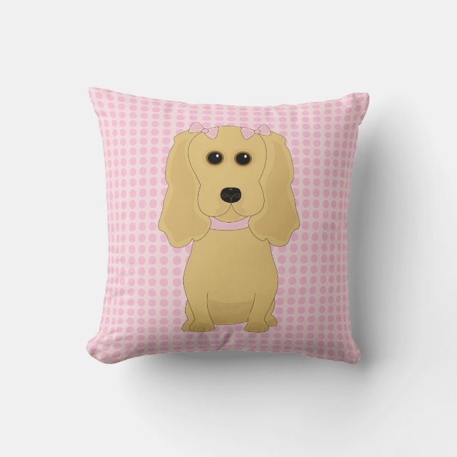 Whimsical Cocker Spaniel Dog Art Throw Pillow (Front)