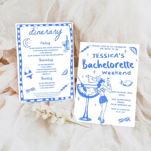 Whimsical Cocktail Bachelorette Beach Party Invitation