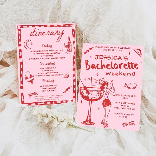 Whimsical Cocktail Bachelorette Weekend Party Invitation