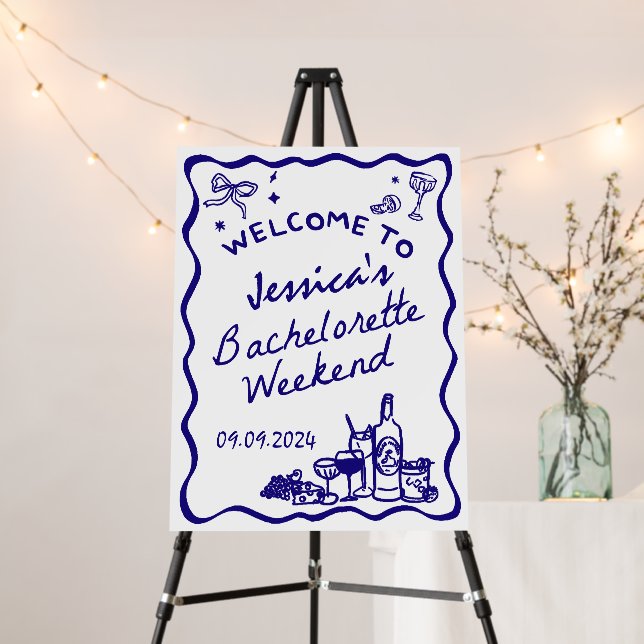 Whimsical Cocktail Bachelorette Weekend Welcome Foam Board (In Situ (Stand))