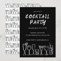 Whimsical Cocktail Drinks Custom Birthday Party BW
