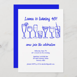 Whimsical Cocktail Drinks Custom Birthday Party Invitation
