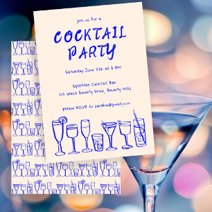 Whimsical Cocktail Drinks Custom Birthday Party Invitation