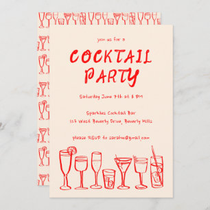 Whimsical Cocktail Drinks Custom Birthday Party Invitation