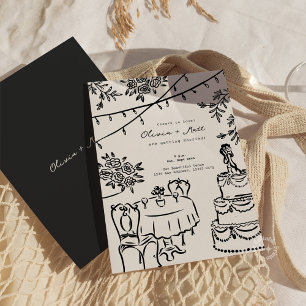 Whimsical Cocktail Minimalist Wedding Invitation