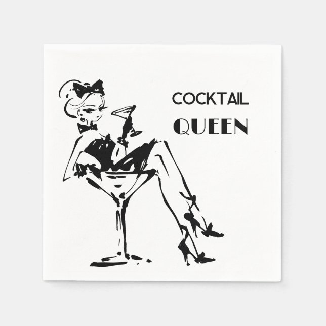 Whimsical Cocktail Queen - Glam Party Vibe Napkins (Front)