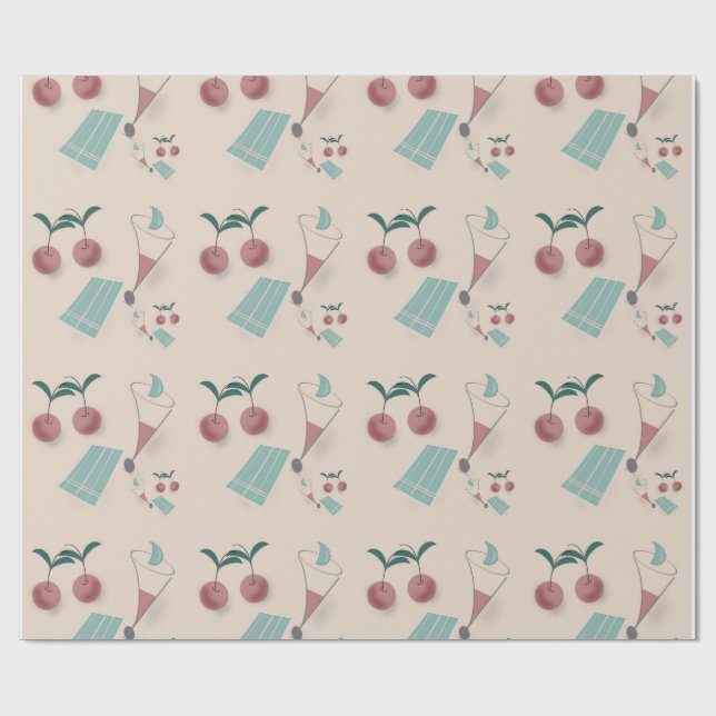 Whimsical cocktail wrapping paper (Flat)