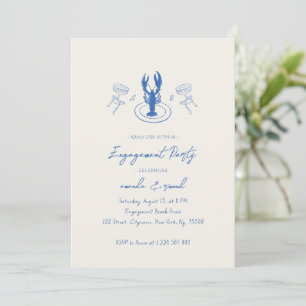 Whimsical Cocktails & Lobster Engagement Party Invitation