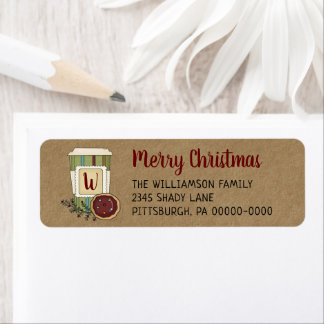Whimsical Coffee & Cookies Monogrammed Christmas Label
