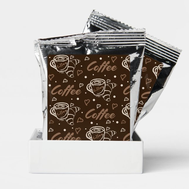Whimsical Coffee & Croissant Pattern Drink Mix (Pair)