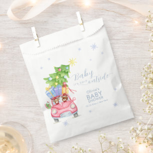 Whimsical Cold Outside Reindeer Bear Baby Shower Favor Bag