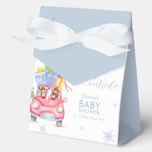 Whimsical Cold Outside Reindeer Bear Baby Shower Favor Boxes