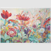Whimsical Color Flower Abstract Painting Decoupage