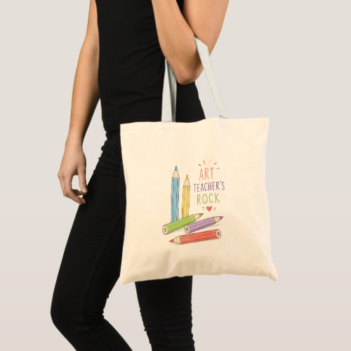 Whimsical Colored Pencils Art Teacher’s Rock Gift Tote Bag
